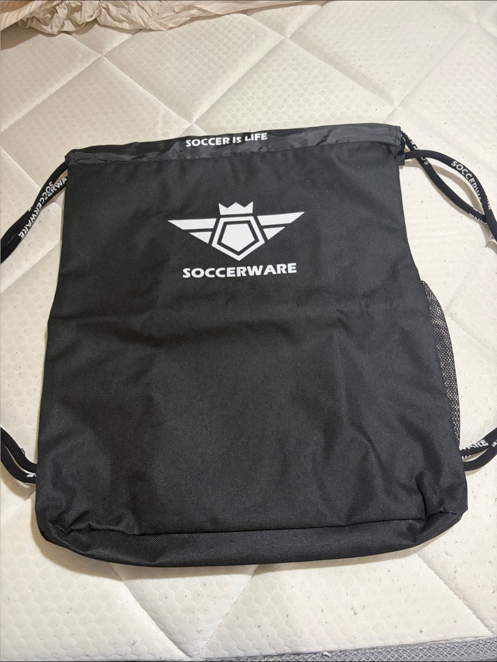 Soccerware Black Drawstring Backpack -